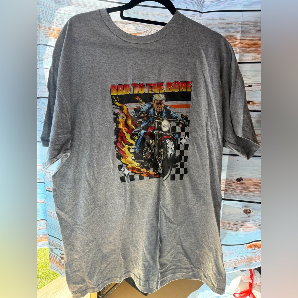 Bad To The Bone Grey Graphic Motorcycle T-Shirt